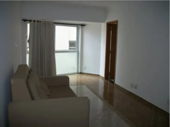 Apto com 1 suite e lavabo, cozinha americana com fogão e armários, lavanderia com maquina