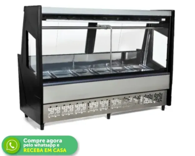 Balcão de Açougue 2M Preto Vidro Reto Polar