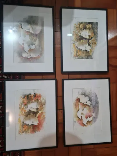 Litogravuras assinadas com moldura e vidro