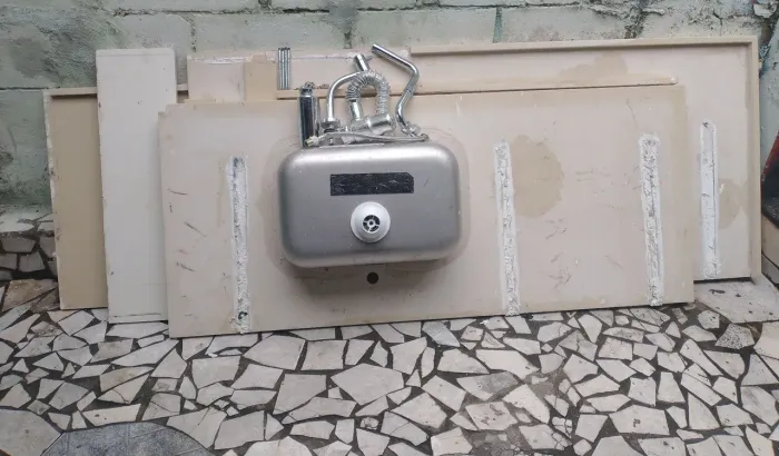 Pia Completa Bancada + Faixas Tudo Em Granito Quartzito Na Cor Beje Com 19 Itens Novo
