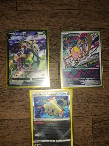 Lote 3 cartas Pokémon: Serperior V TG13, Jirachi Radiante e Toedscool (PT-BR)
