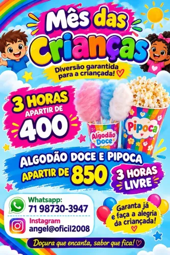Algodão doce e pipoca