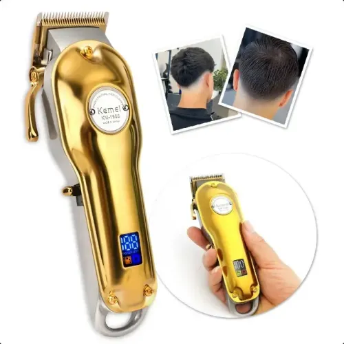 Máquina Kemei Cortar Cabelo Profissional Em Metal Com Visor clip-icon Máquina Kemei Cortar