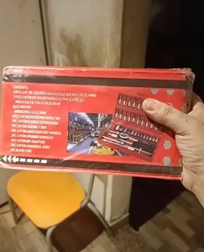 Kit Jogo de Chaves Soquete e Catraca 46 Peças com Maleta - Aço Cromo Vanádio Profissional