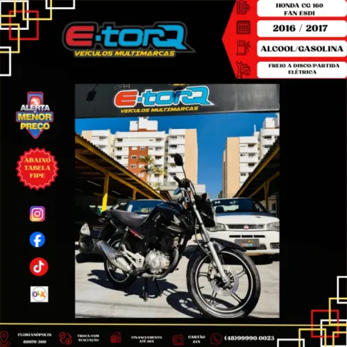 HONDA CG 160 FAN ESDI FLEX PARTIDA E FREIO A DISCO 2017