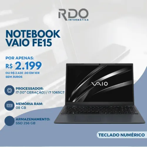 Notebook VAIO FE15 i7 10ª Geração 8GB SSD256GB Teclado Numérico - Otima performance 