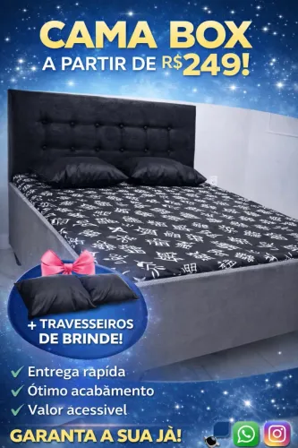 CAMA BOX CASAL + TRAVESSEIRO DE BRINDE