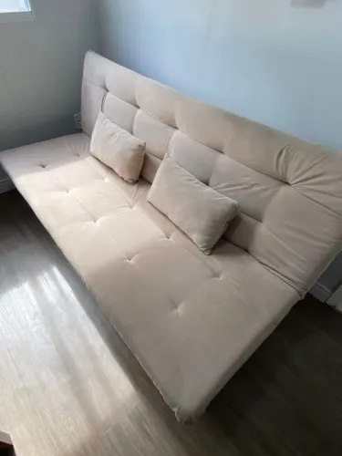 Sofá-Cama Futon Reclinável Bege - Excelente Estado