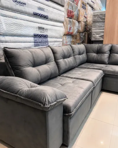 SOFÁ TAUROS - CHAISE TANTO PARA DIREITA QUANTO PARA A ESQUERDA 