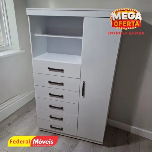 Cômoda para Quarto 6 Gavetas 1 Porta - Mega Oferta!