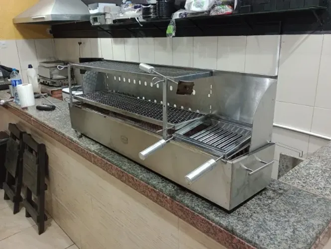 Churrasqueira Movel PolliGrill Inox 130x30x45 3 Grelhas