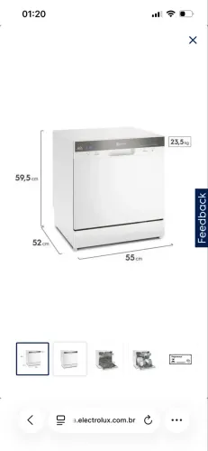 Lava-Louças Electrolux 8 Serviços Branco com Função Higienizar (LL08B