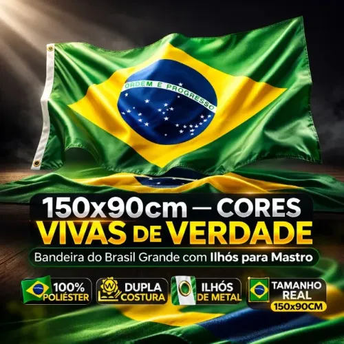 Bandeira do Brasil Grande 150x90 Oficial em Poliéster