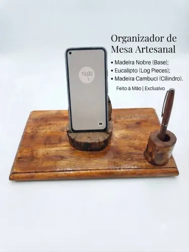 Suporte para celular em madeira