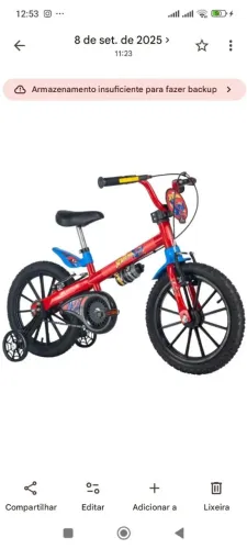 Bicicleta infantil Homem Aranha