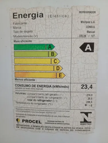 Geladeira CONSUL, pequena 240 litros, usada . Valor R$400,00