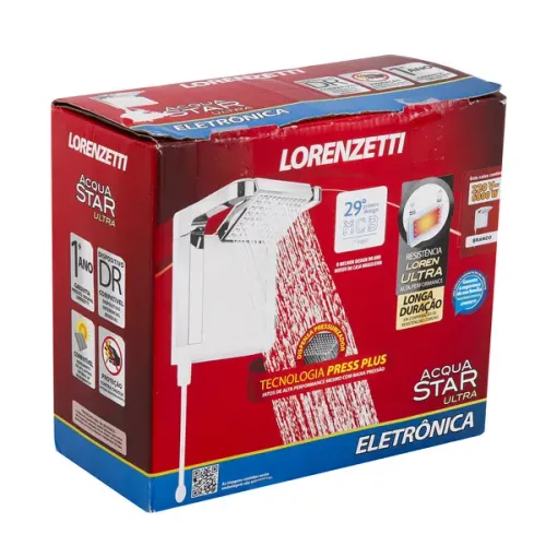 Chuveiro Elétrico Eletrônico 220V 6800w Branco Quadrado Acqua Star Lorenzetti