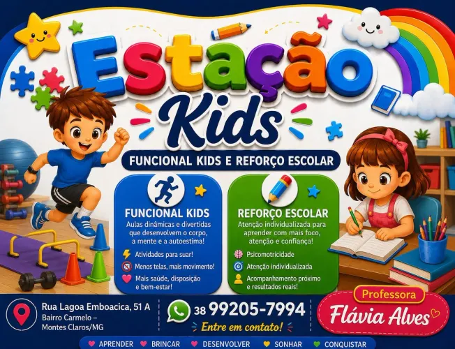 Aulas de Funcional Kids e Reforço Escolar