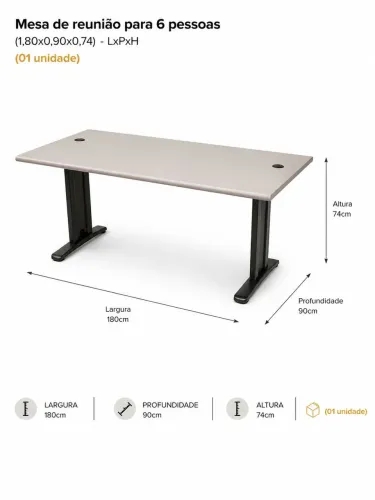 Mesa de reunião 1,80m - Excelente Estado