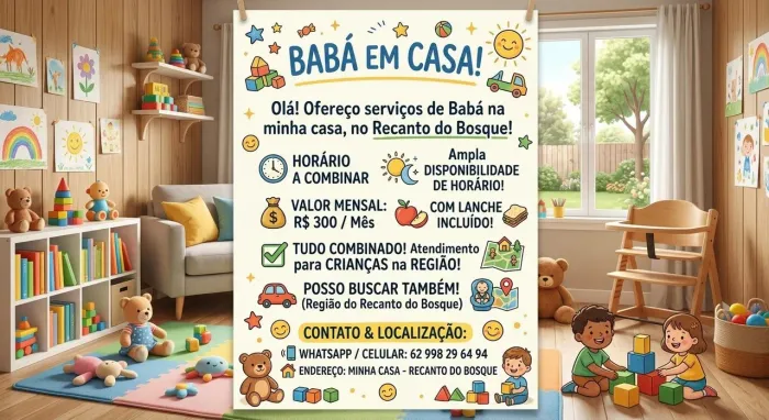 Precisa de babá??? 300 mensal com lanche