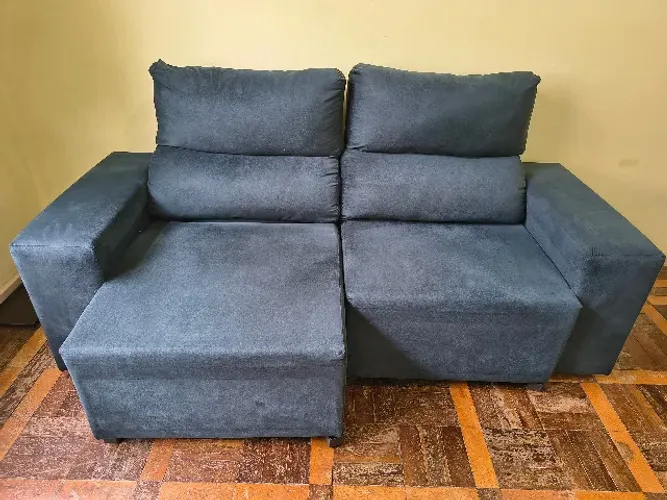 Sofá retrátil de 3 lugares azul