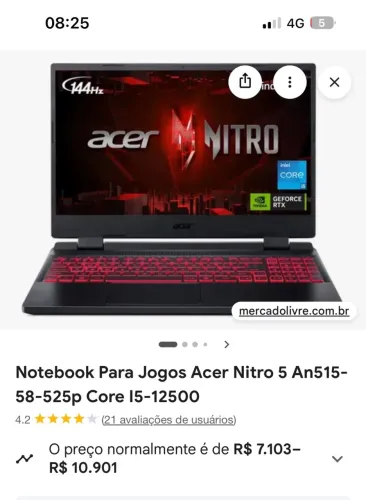 Notebook Gamer Acre nitro 5 i7