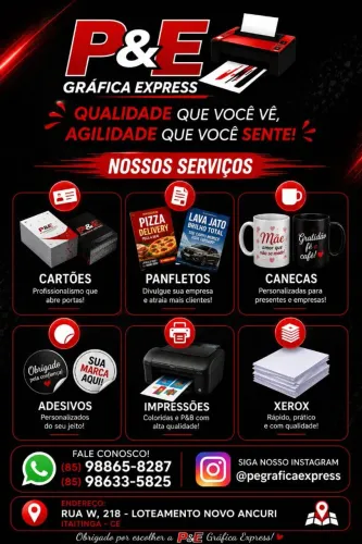 Serviços Gráficos em Itaitinga | Impressões, Xerox, Adesivos e Canecas