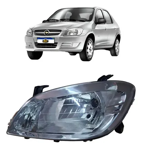 Farol Esquerdo Celta 2006 A 2016 Prisma 2007 A 2012 Cromado Esquerdo/motorista