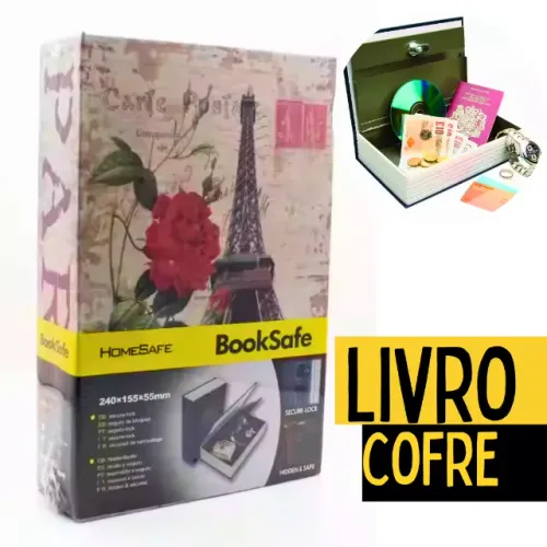 Cofre Livro Portátil Camuflado Com Chave Porta Joias Seguro _ CS143