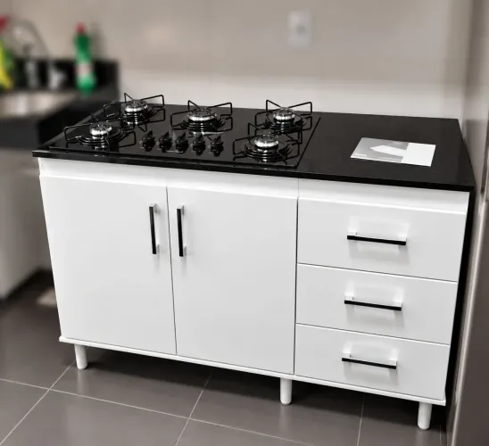 BALCÃO BRANCO COM COOKTOP 5B