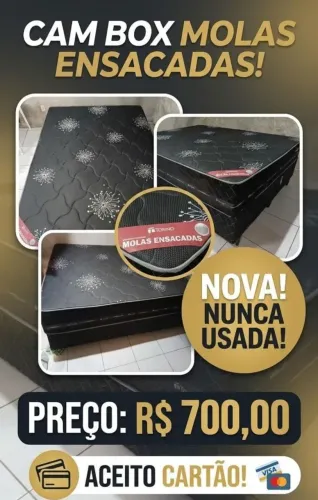 Cama box de casal molas ensacadas novinha de 2mil por apenas 700 reais
