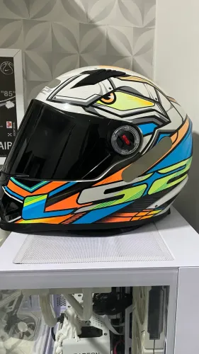 Vendo ou troco Capacete ls2 Xdron laranja, 56 com 2 viseiras