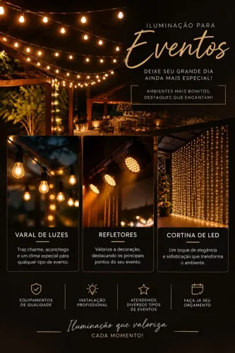 Aluguel de iluminação- varal de luzes, cortina de LED, refletores e etc