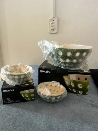 jogo de 3 bowls guzzini le murrine verde musgo