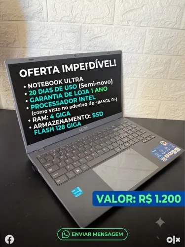 Notebook ultra 1 mês aberto da caixa sem uso nota fiscal