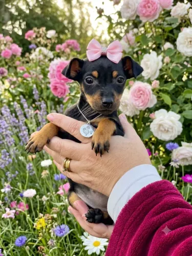 Fofurinha de pinscher a sua espera