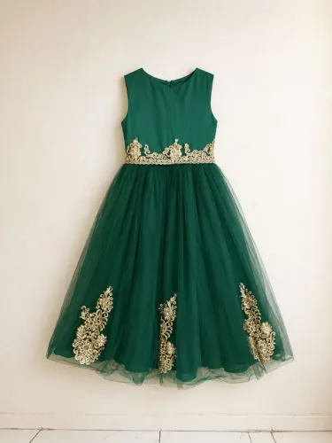 Vestido Infantil Verde Esmeralda 