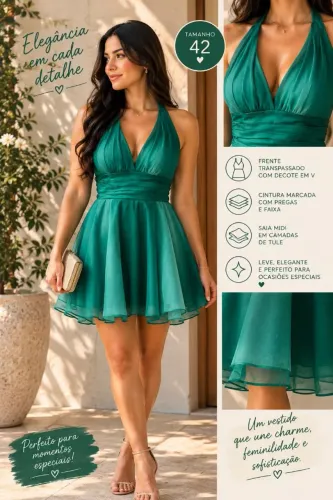 VESTIDO DE FESTA DOLPS (VERDE/DEGRADÊ)