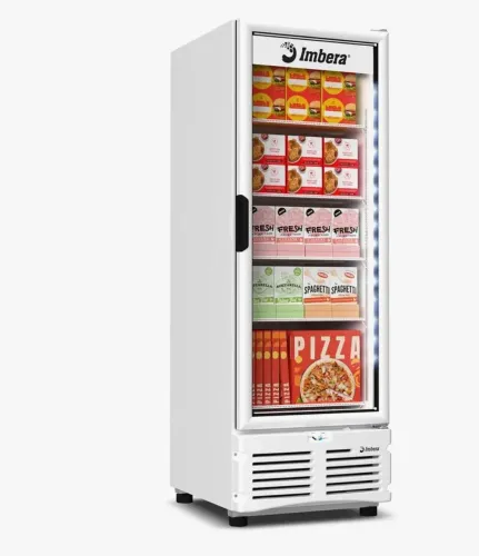 Freezer vertical porta de vidro com aquecimento Novo Branco