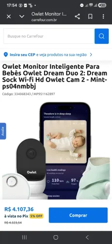 Owlet Monitor Inteligente Para Bebês Owlet Dream Duo 2: Dream Sock Wi-fi Hd Owlet Cam 2 - 