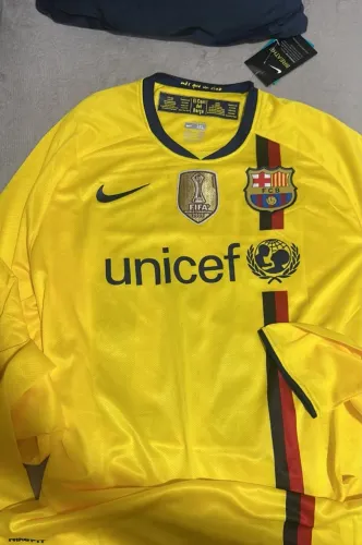 Camisa Barcelona 2008-2009, Mangas Longas, Patch campeão mundial 2009, Messi 10