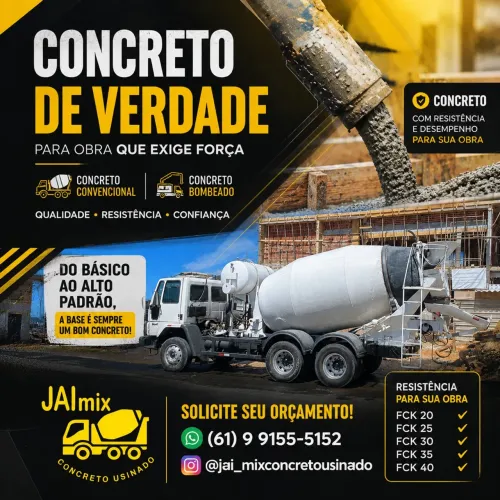 Concreto Usinado Brasília DF - R$495,00 o metro cúbico