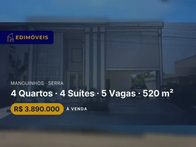 Manguinhos: Casa 4 suítes com acabamento de luxo e privacidade