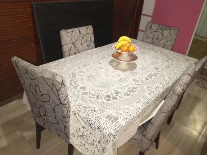 Mesa 6 cadeiras com tampa de vidro
