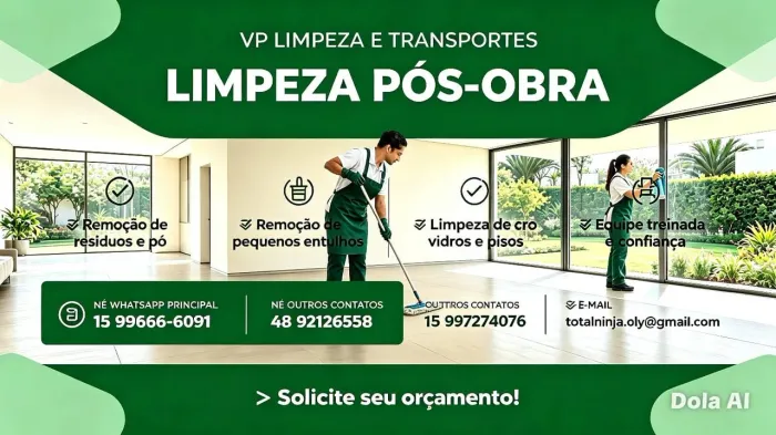 Limpeza pós obras e mudanças.