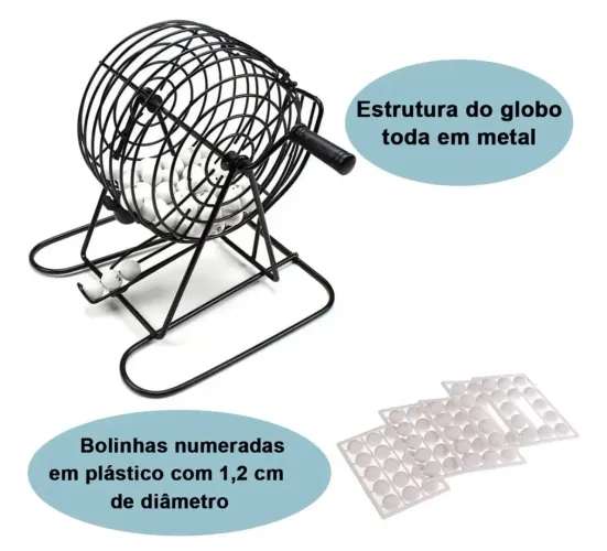 Jogo Bingo Clássico Javick CCL Toys Globo Giratório 75 Bolas 18 Cartelas