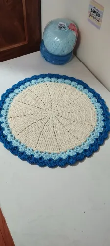 Toalha de crochê - Conchas azuis