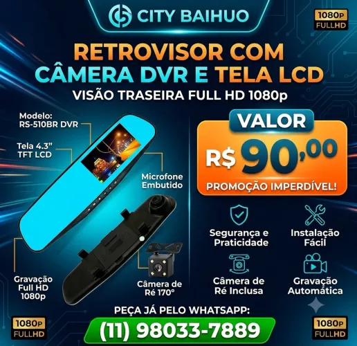 Retrovisor com câmera e câmera de ré