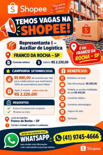 Vaga de Representante I - Logística Shopee