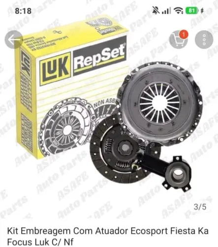 KIT EMBREAGEM COM ATUADOR ECOSPORT/KA/FIESTA/FOCUS